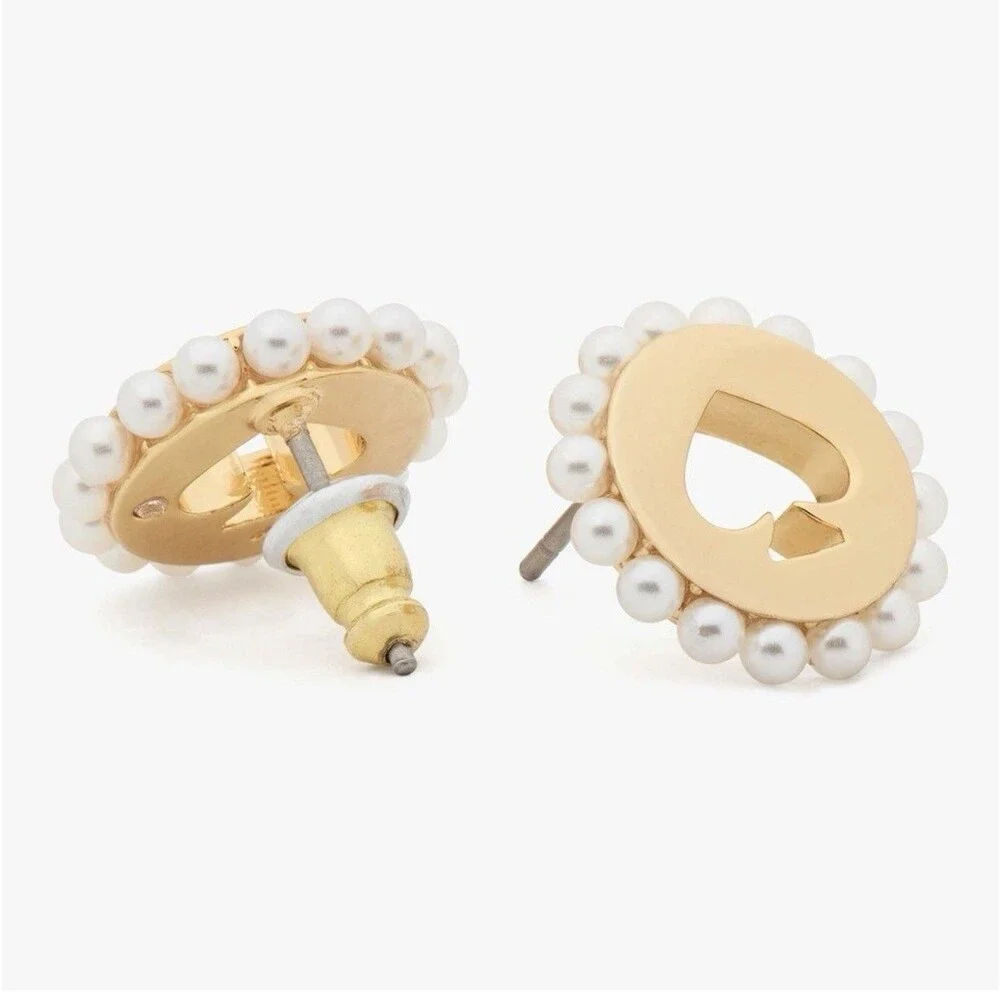Kate Spade Spot The Spade Pearl Halo Stud Earrings NWT